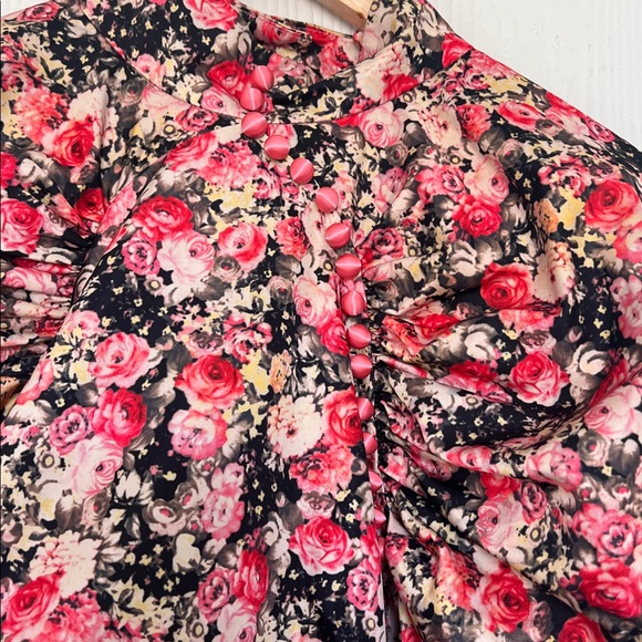 Rotate - Birger Christensen Kim Colorful Floral Puff Long Sleeve Blouse Size 8 - Picture 10 of 11